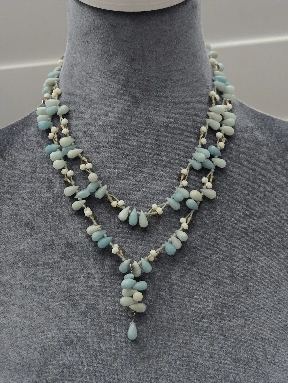 Ann Taylor Double-Strand Aqua Necklace